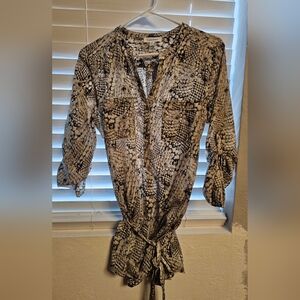 Calvin Klein Black and White Snake Print Blouse